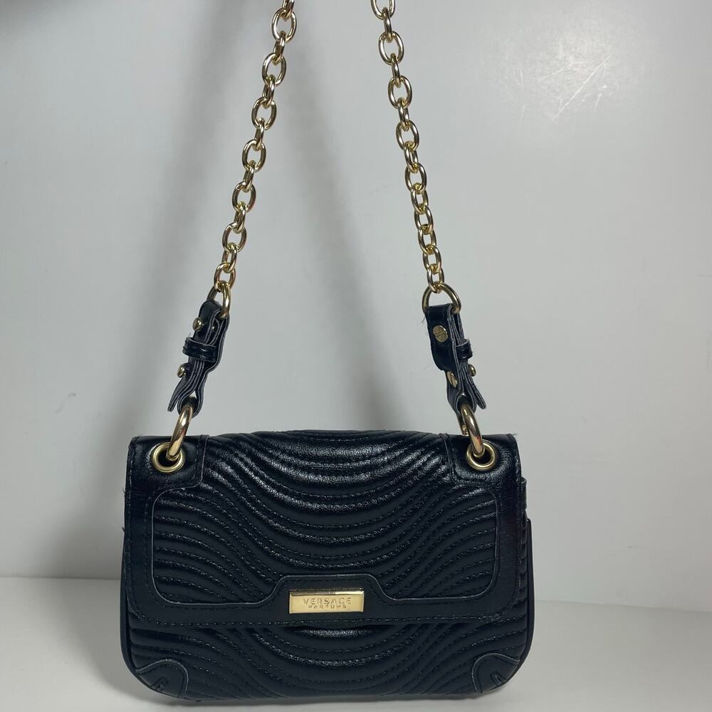 Versace Black and Gold Shoulder Bag